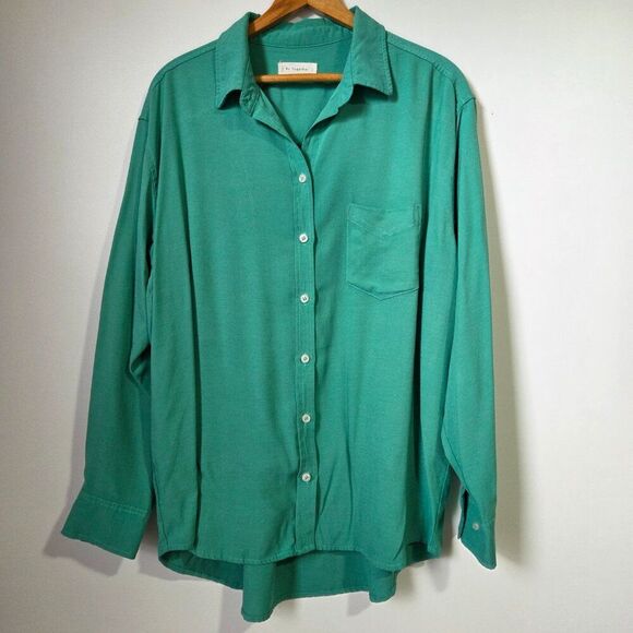 EUC BY TOGETHER GREEN LOOSE FITTING BUTTON DOWN SHIRT SIZE L - Picture 1 of 16